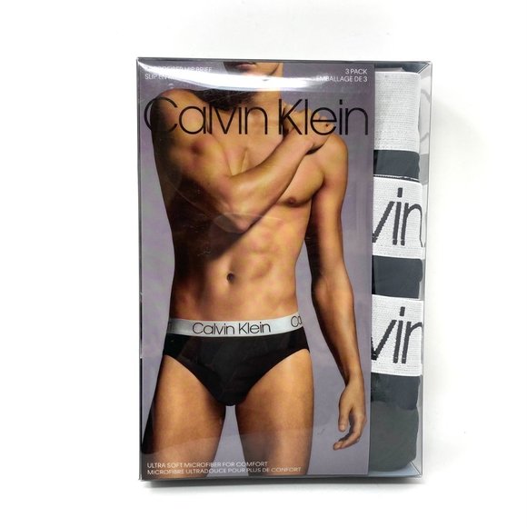 Calvin Klein Microfiber 3 Pack Hip Briefs Black Men's Underwear NP22110001 - Picture 12 of 13